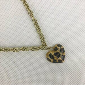 Guess Cheetah Heart Pendant Chain Necklace Fashion Jewelry Animal Print